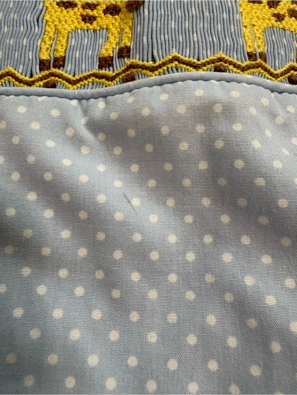 Posh Pickle 12M Baby Girl Smocked Giraffe 2pc Set Blue Polka Dot